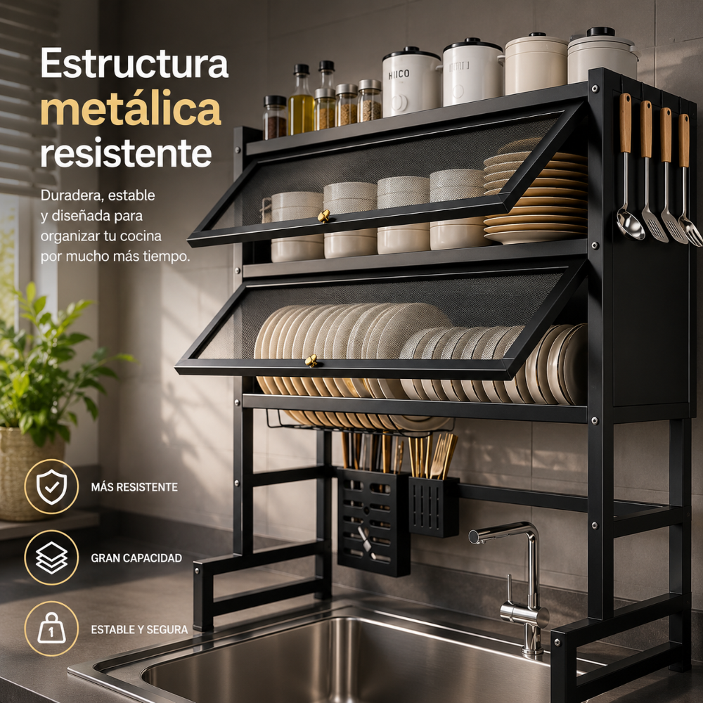 Escurridor De Platos Doble Tapa 65cm